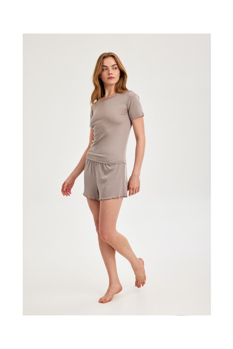 Summer Lounge Pointelle T Shirt, Alternate, color, Mink