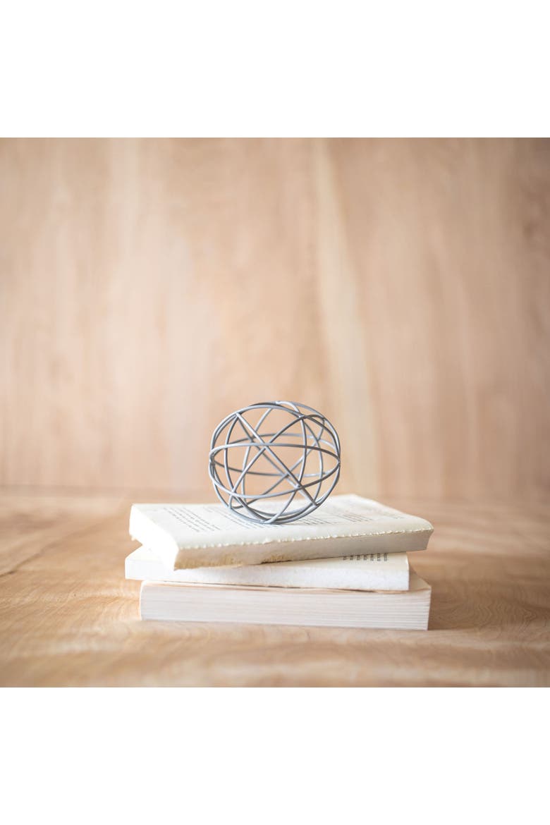 Gray Metal Orb Decorative Ball, Alternate, color, Gray