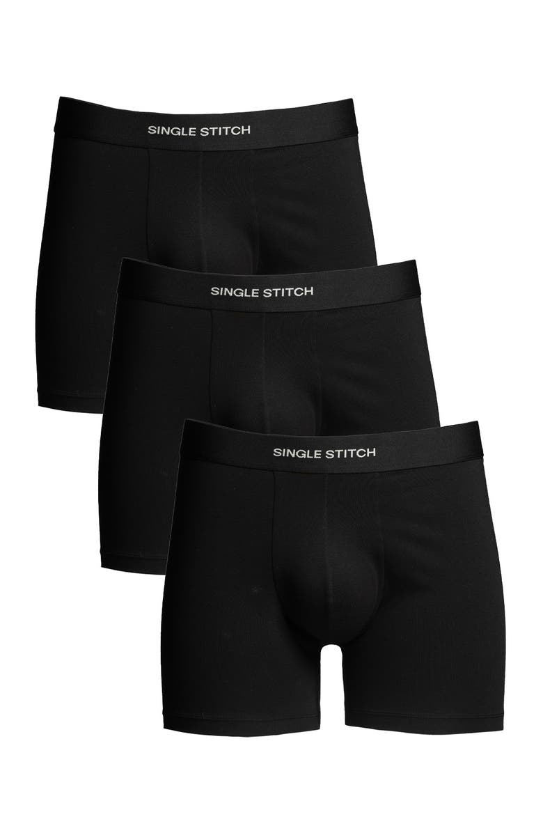Single Stitch Modal Boxer Brief 3-Pack, Main, color, Black