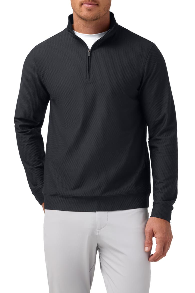 Easton Textured Quarter Zip Pullover, Main, color, BLACK