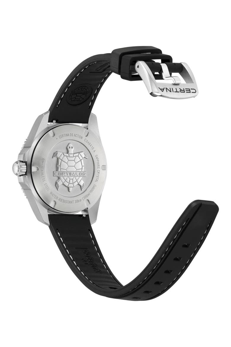 DS Action Swiss Quartz Rubber Strap Watch, 40mm, Alternate, color, STAINLESS STEEL