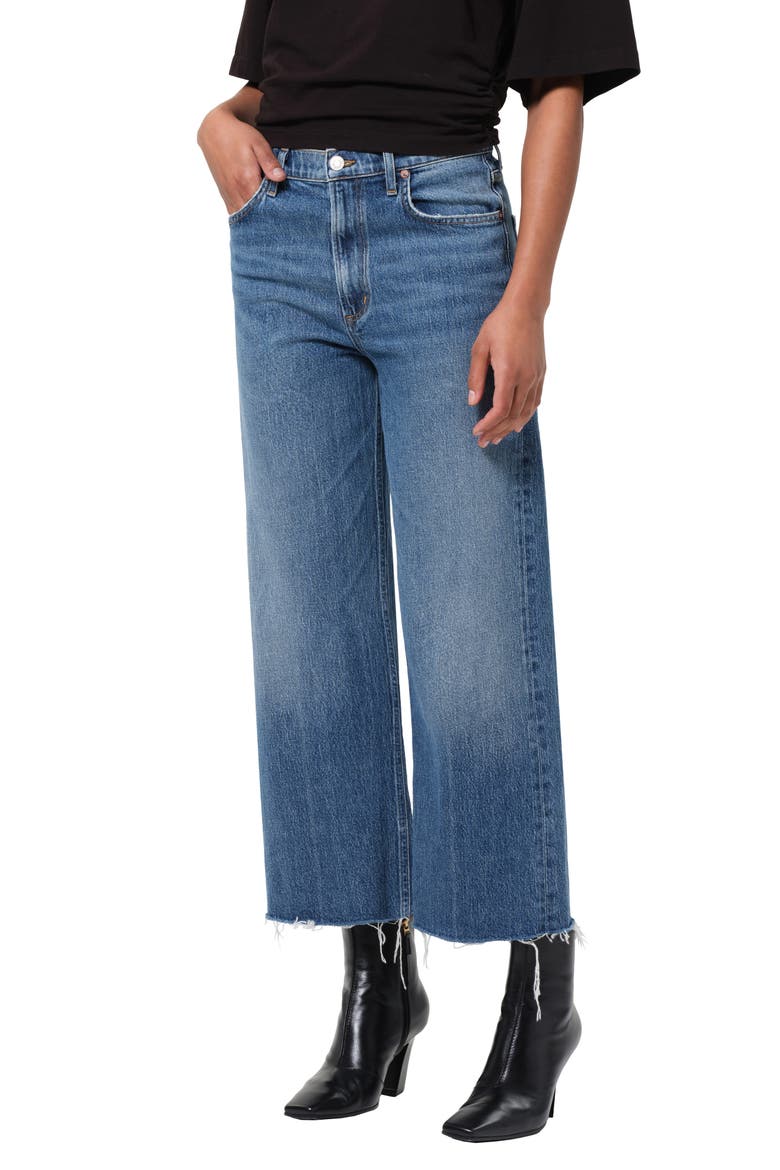 Ren Raw Hem High Waist Ankle Wide Leg Jeans, Alternate, color, CHORD
