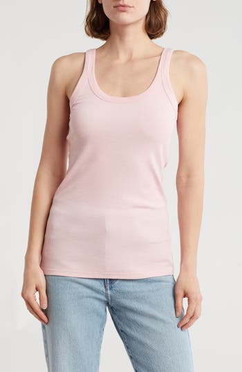 Melrose And Market Rib Scoop Neck Tank In Pink Coral