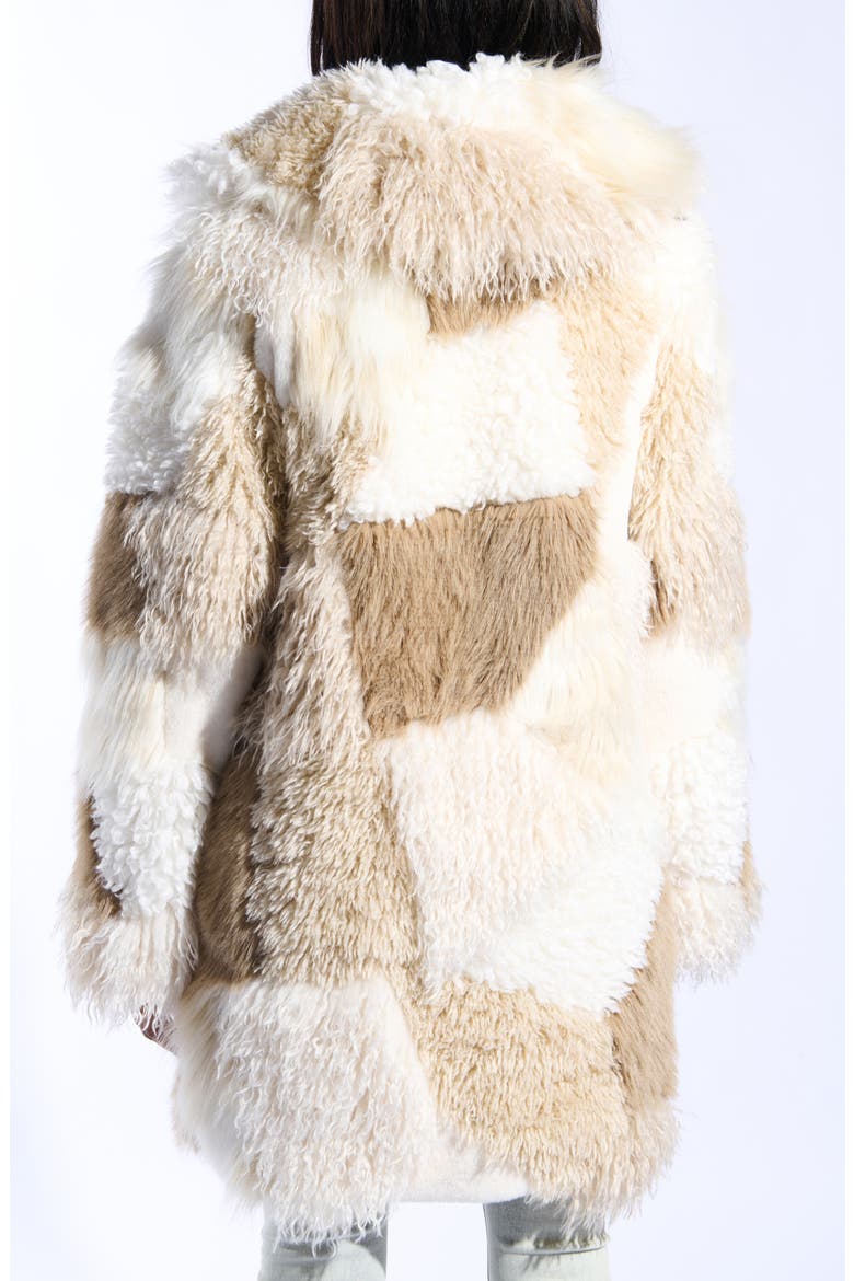 Taher Hooded Faux Fur Coat, Alternate, color, CREAM MULTI