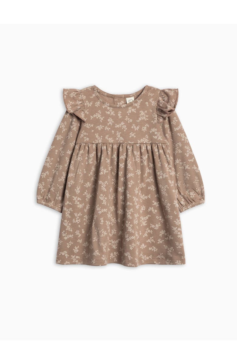 Colored Organics Organic Cotton Mika Armhole Ruffle Long Sleeve Dress, Main, color, Joanne Floral / Taupe