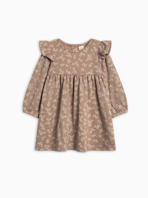 Organic Cotton Mika Armhole Ruffle Long Sleeve Dress (Baby)