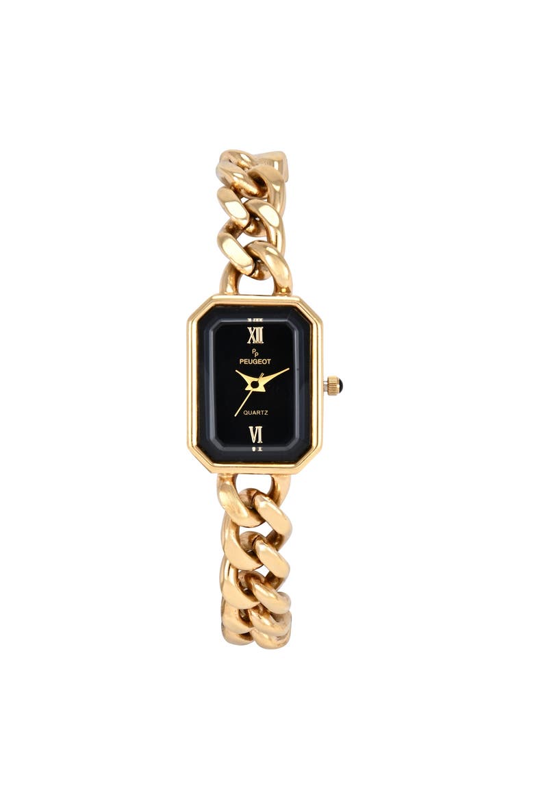Luxury Rectangular Link Braceket Watch- 25x20MM, Main, color, Gold