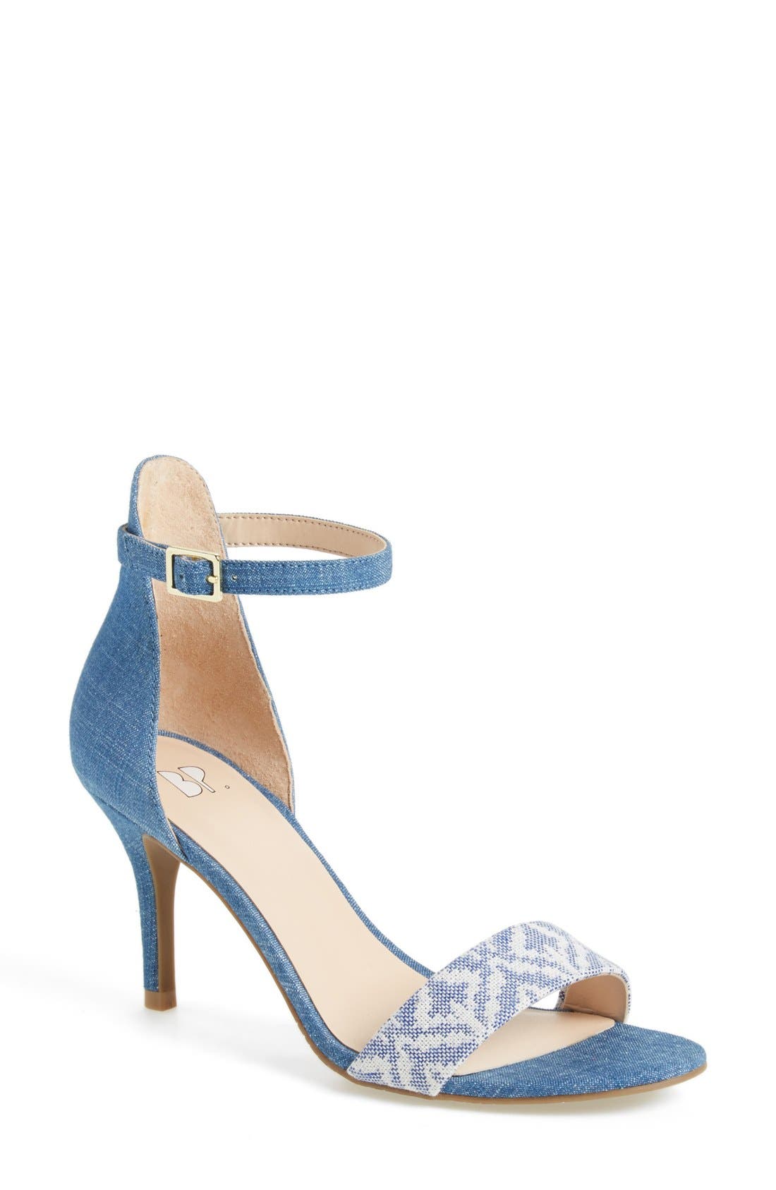 'Luminate' Open Toe Dress Sandal, Main, color, DENIM FABRIC