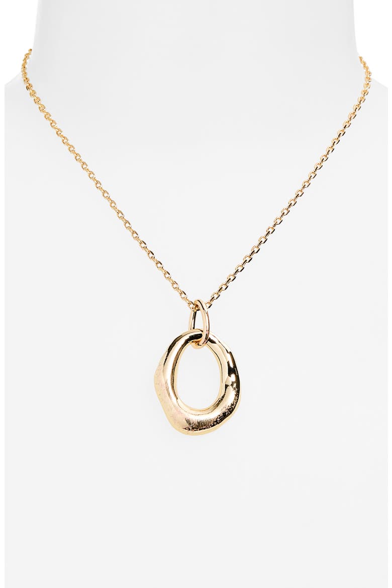 Hammered Circle Pendant Necklace, Alternate, color, GOLD