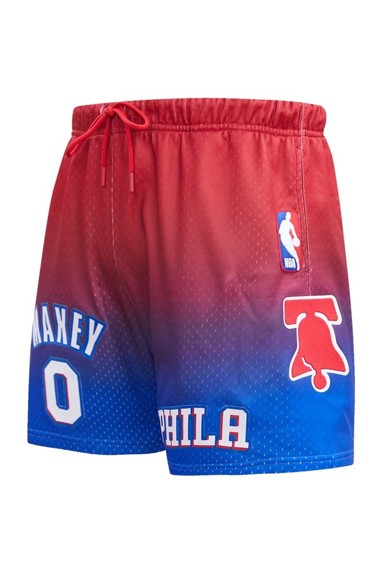 Men's Post Tyrese Maxey Royal/Red Philadelphia 76ers Ombre Name & Number Shorts, Alternate, color, Royal