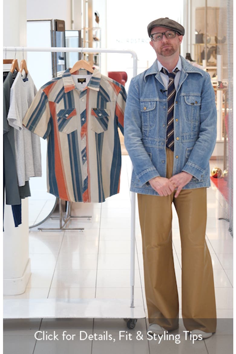Amarillo Stripe Short Sleeve Cotton Twill Button-Up Shirt video
