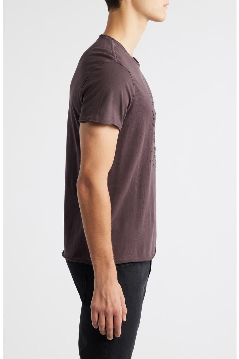 Beaded Skull Raw Edge Graphic Organic Cotton T-Shirt, Alternate, color, OXBLOOD
