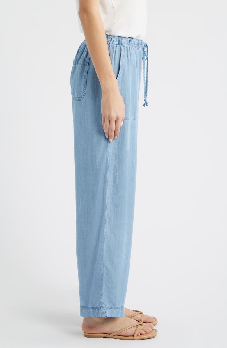 beachlunchlounge Inaya Chambray Drawstring Ankle Pants, Alternate, color, Light Wash