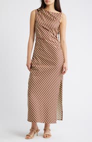 Topshop Gathered Shoulder Sleeveless Midi Dress