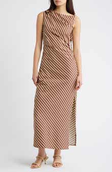 Topshop Gathered Shoulder Sleeveless Midi Dress