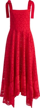 Alice + Olivia Rosalee Tie Strap Eyelet Cotton Sundress