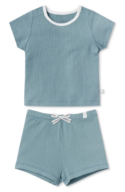 MORI Fitted Two-Piece Rib Short Pajamas in Sky 