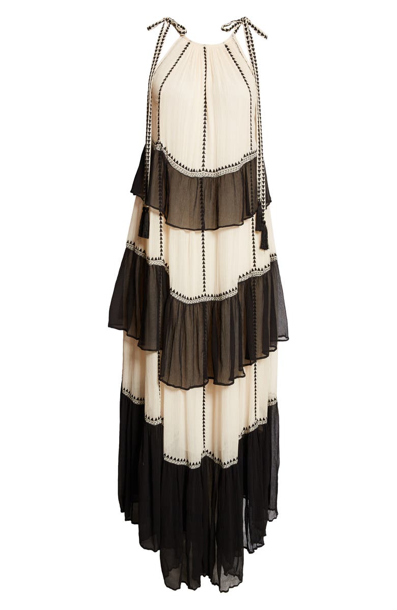 Ulla Johnson Delilah Colorblock Tiered Silk Georgette Maxi Dress, Alternate, color,