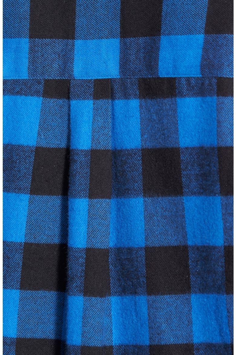 Plaid Cotton Flannel Boyfriend Shirt, Alternate, color, BLUE BUFFALO PLAID