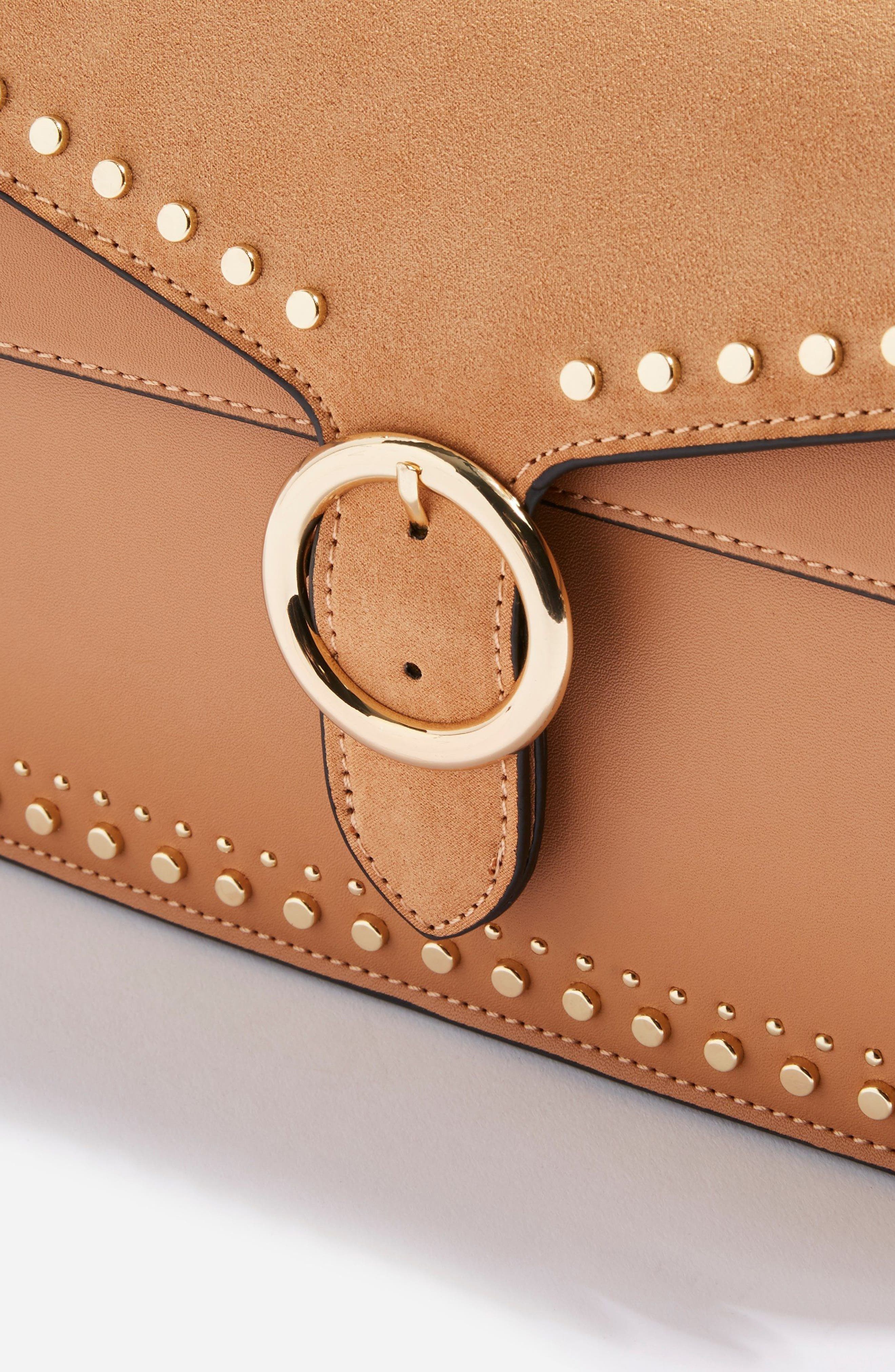 Peony Studded Shoulder Bag, Alternate, color, TAN