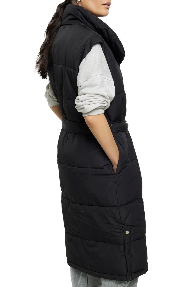 River Island Belted Longline Quilted Vest, Alternate, color, 