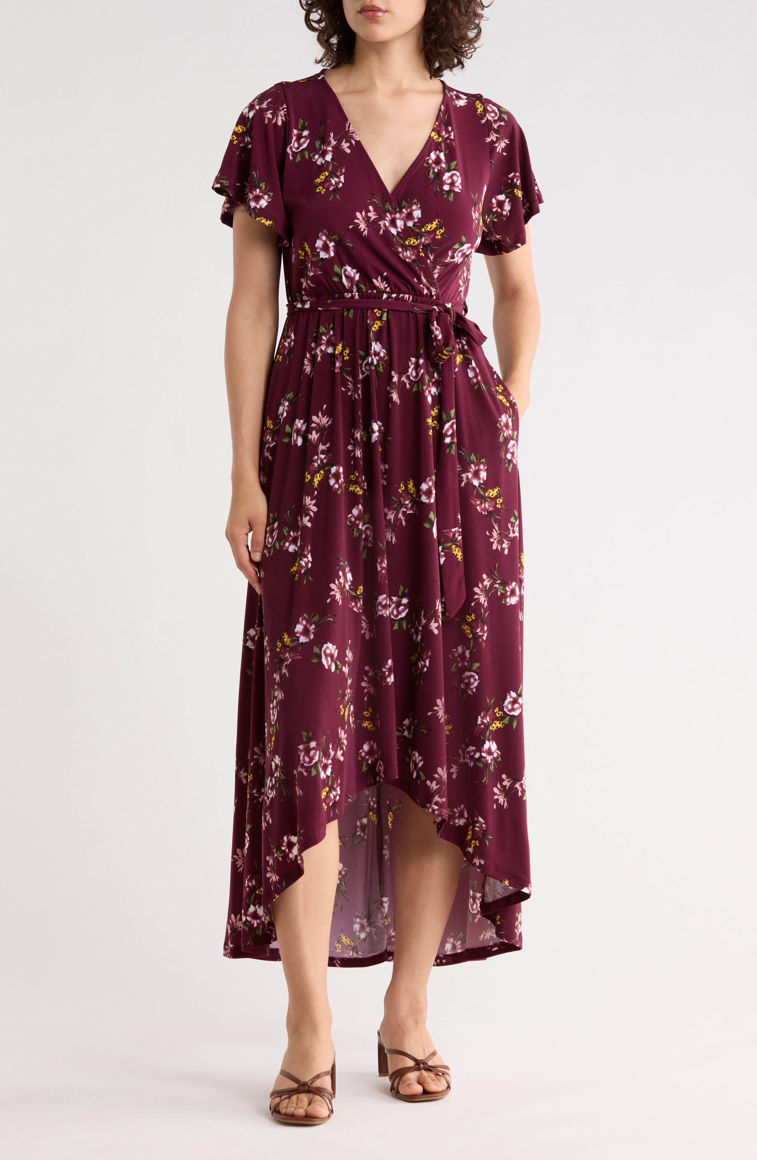 WEST K Flutter Sleeve High-Low Dress