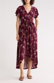 WEST K Flutter Sleeve High-Low Dress