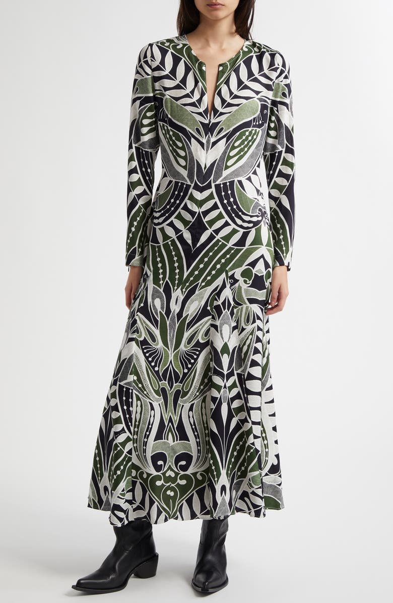 FARM Rio Lace Nature Long Sleeve Cotton Maxi Dress, Main, color, 