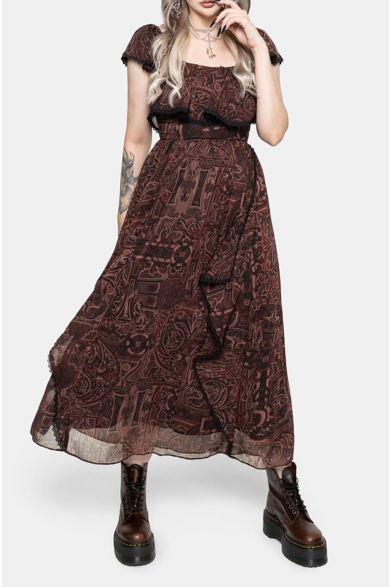 Kells Lace Trim Midaxi Dress, Main, color, Red