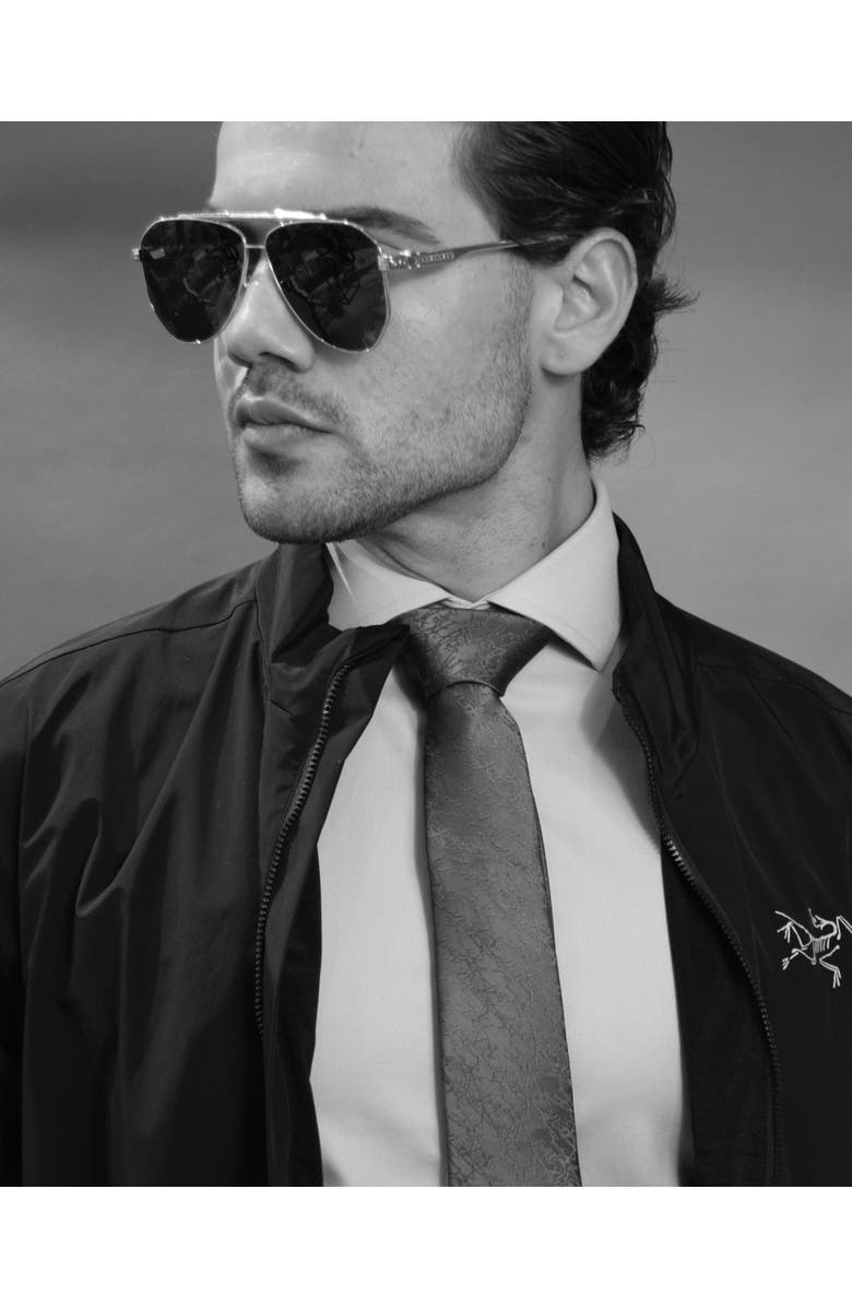 Knottery & Co Bark Weave Silk Jacquard Tie, Alternate, color, Navy