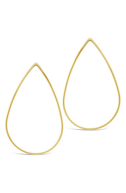 14K Gold Plated Teardrop Stud Earrings