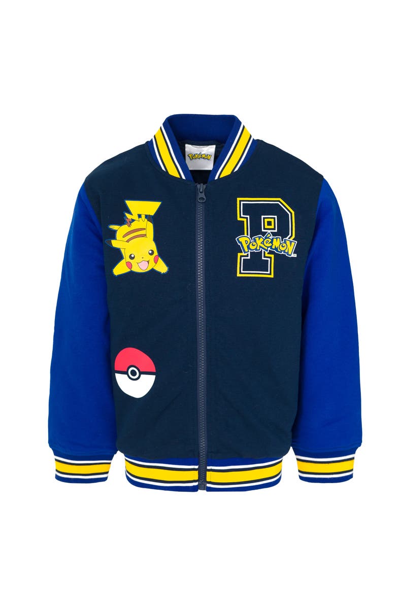 POKEMON Varsity Bomber Jacket, Main, color, Navy Royal Pikachu