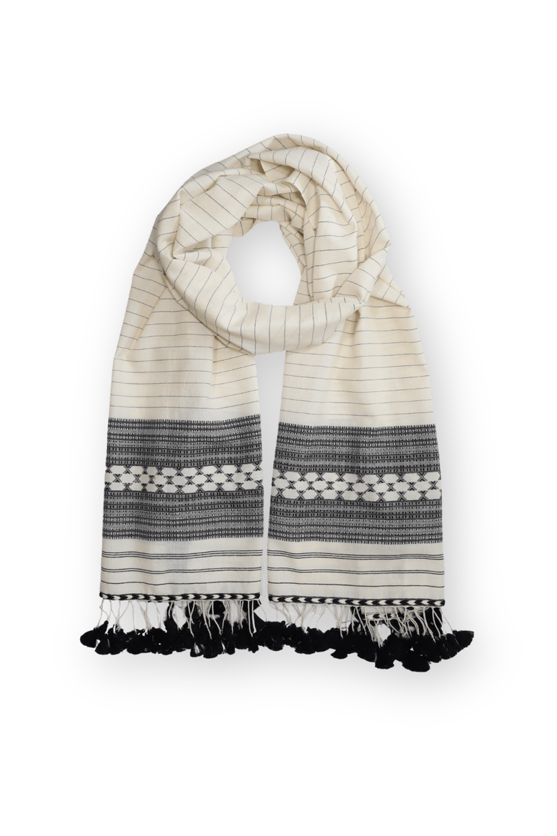 Black and White Kutch Scarf, Main, color, Black