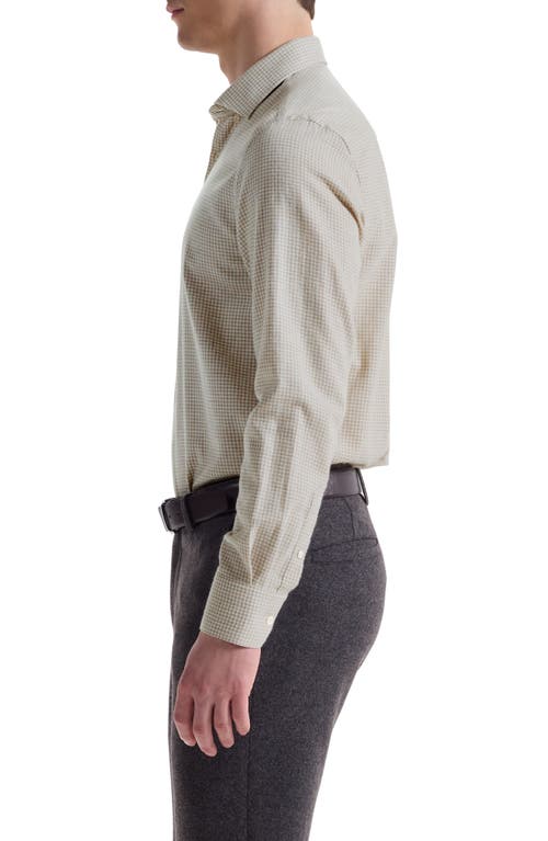 Bugatchi Axel Shaped Fit Micro Gingham Button-up Shirt In Neutral