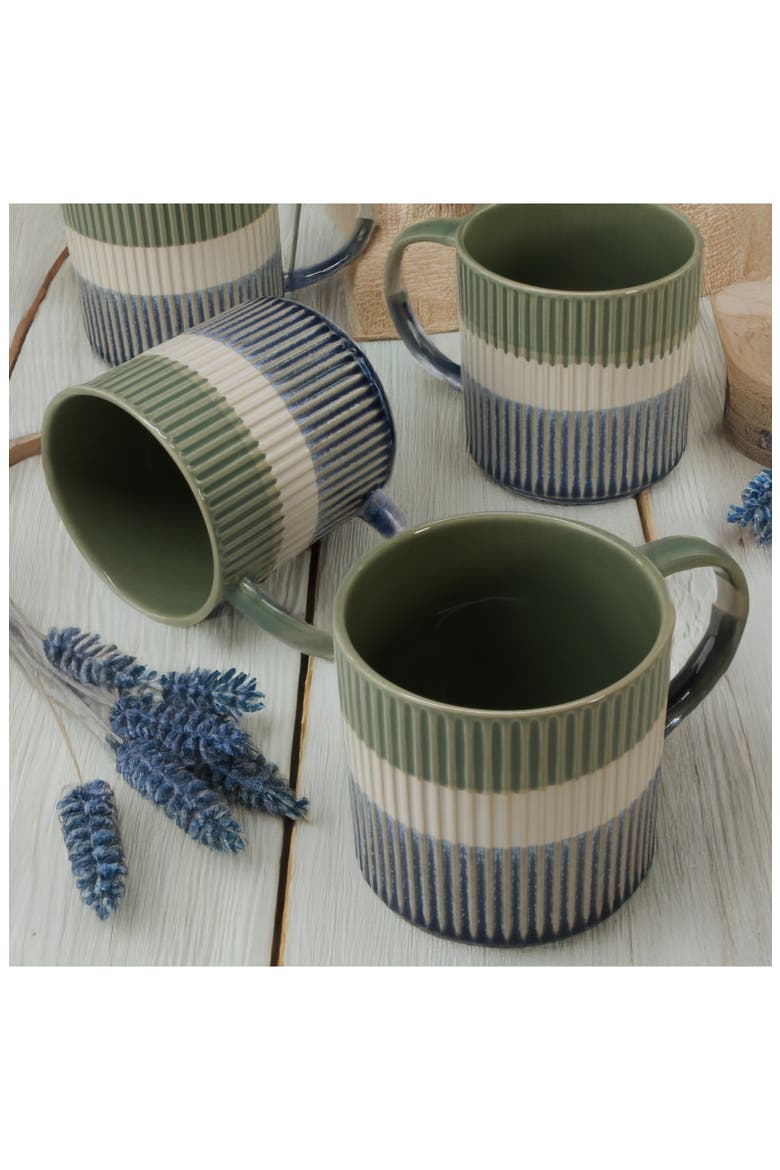 Set of 4 Tricolor Mugs, Alternate, color, OLIVE