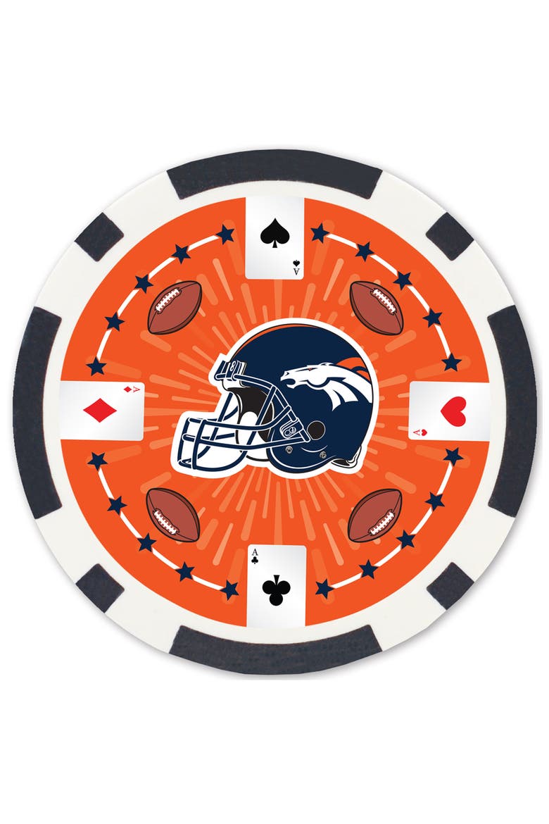 Denver Broncos 100 Piece Poker Chips, Alternate, color, Multicolor