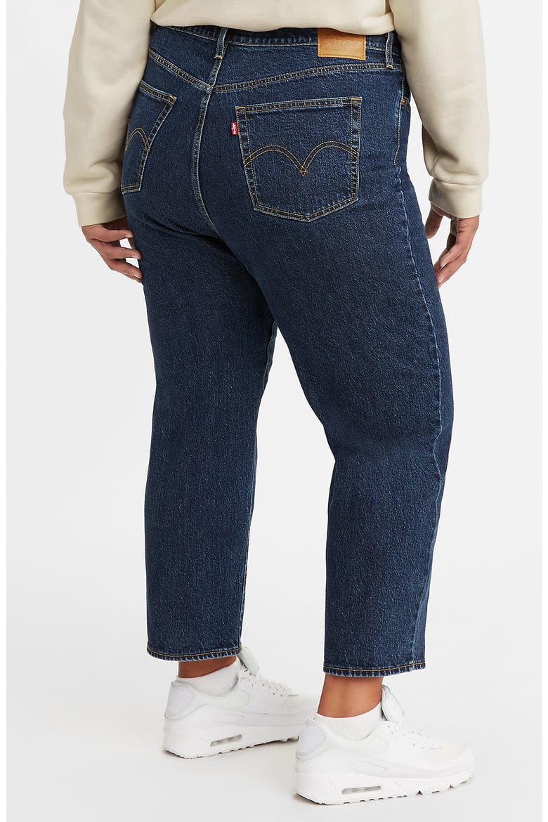 Levi's® Wedgie High Waist Raw Hem Straight Leg Jeans, Alternate, color, SALSA DARK STONE
