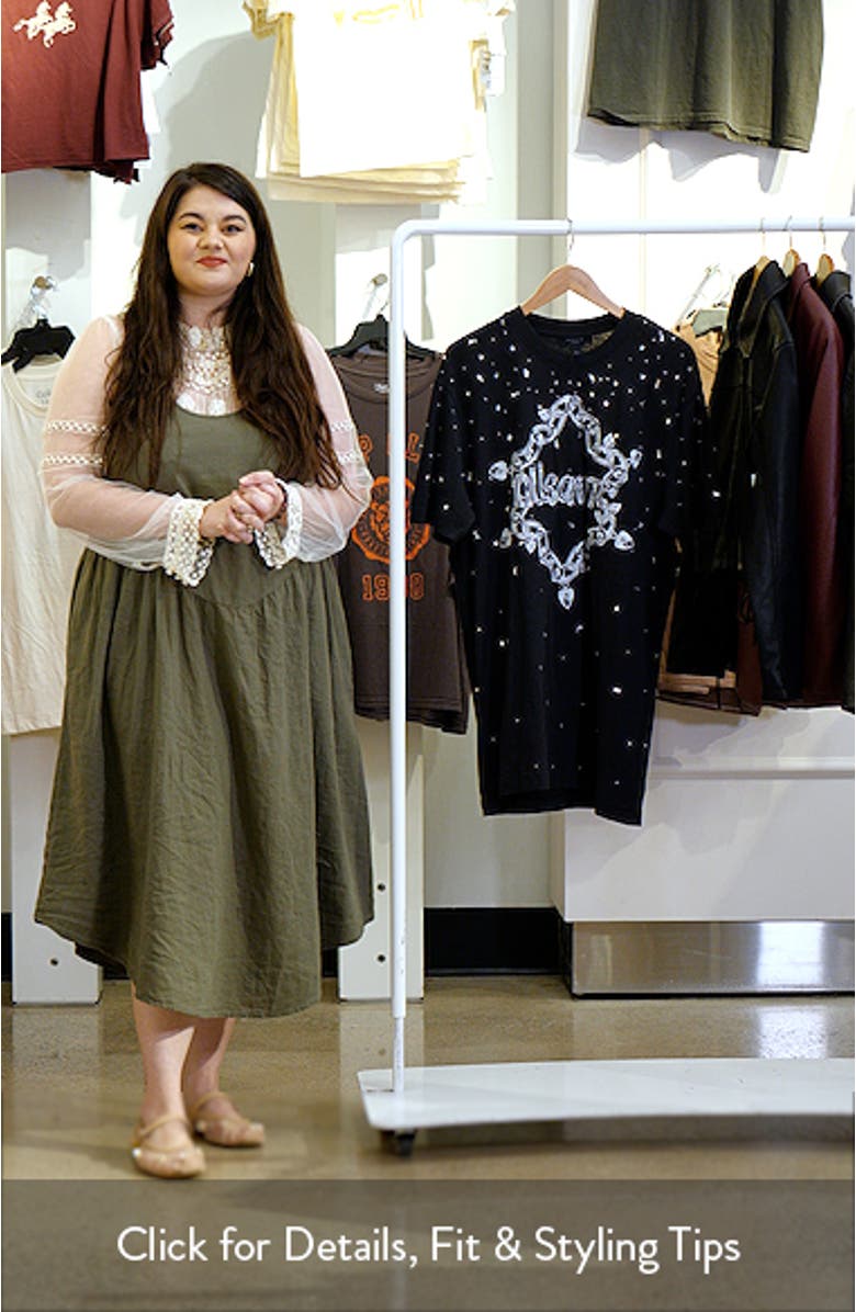 Scattered Rhinestone Logo Cotton T-Shirt Dress, sales video thumbnail