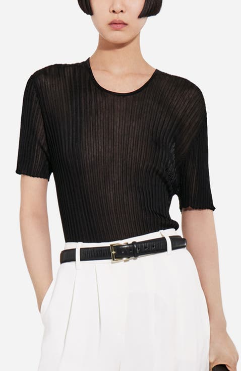 Sheer Rib T-Shirt in Viscose