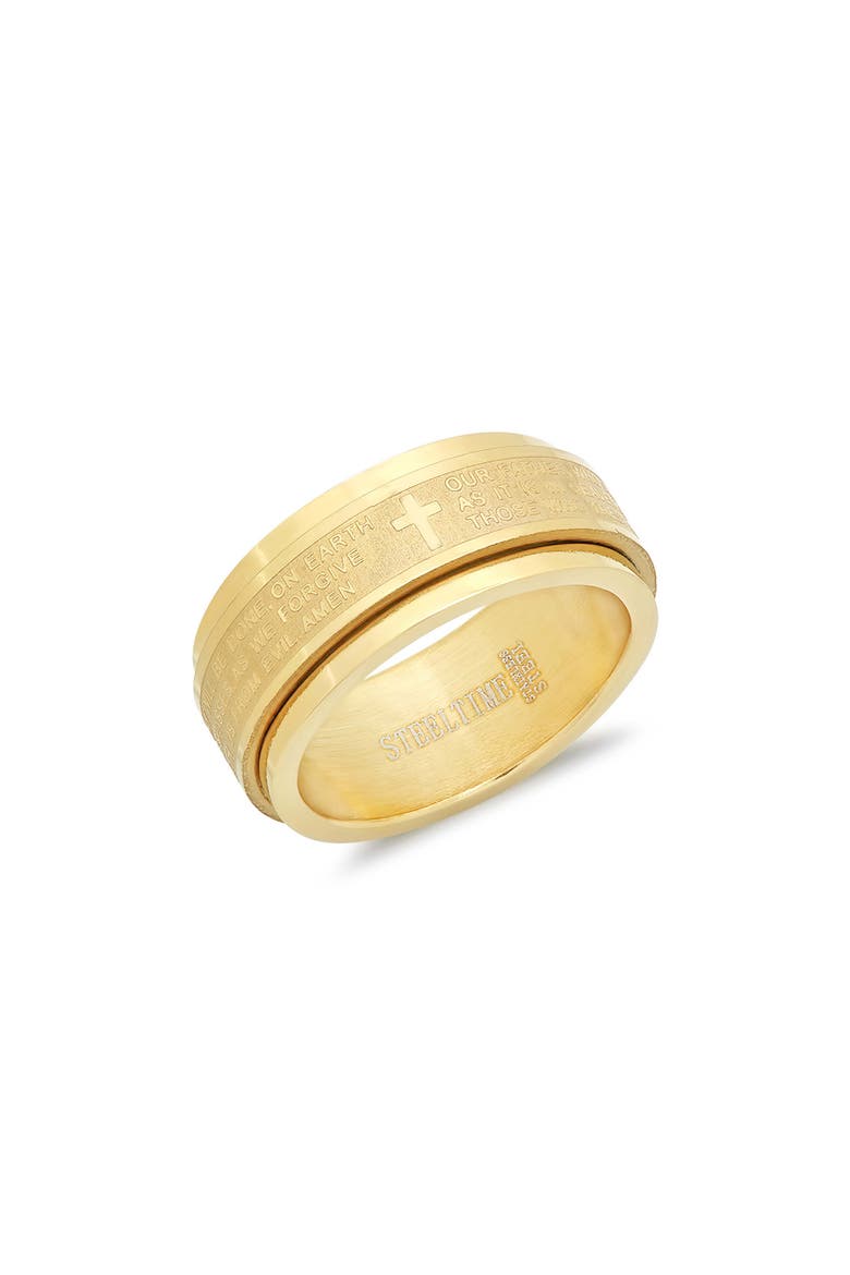 Our Father Cross Band Ring, Main, color, GOLD