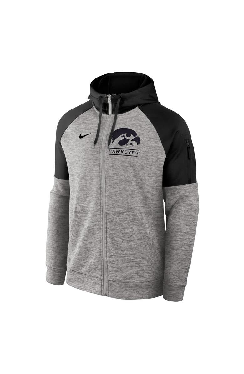 Nike Men's Nike Heather Gray Iowa Hawkeyes Fitness Raglan Performance Full-Zip Hoodie, Alternate, color, Heather Gray