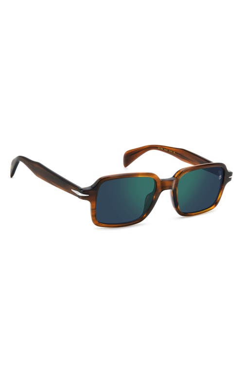 David Beckham Eyewear 51mm Rectangular Sunglasses In Brown Horn/green Sp