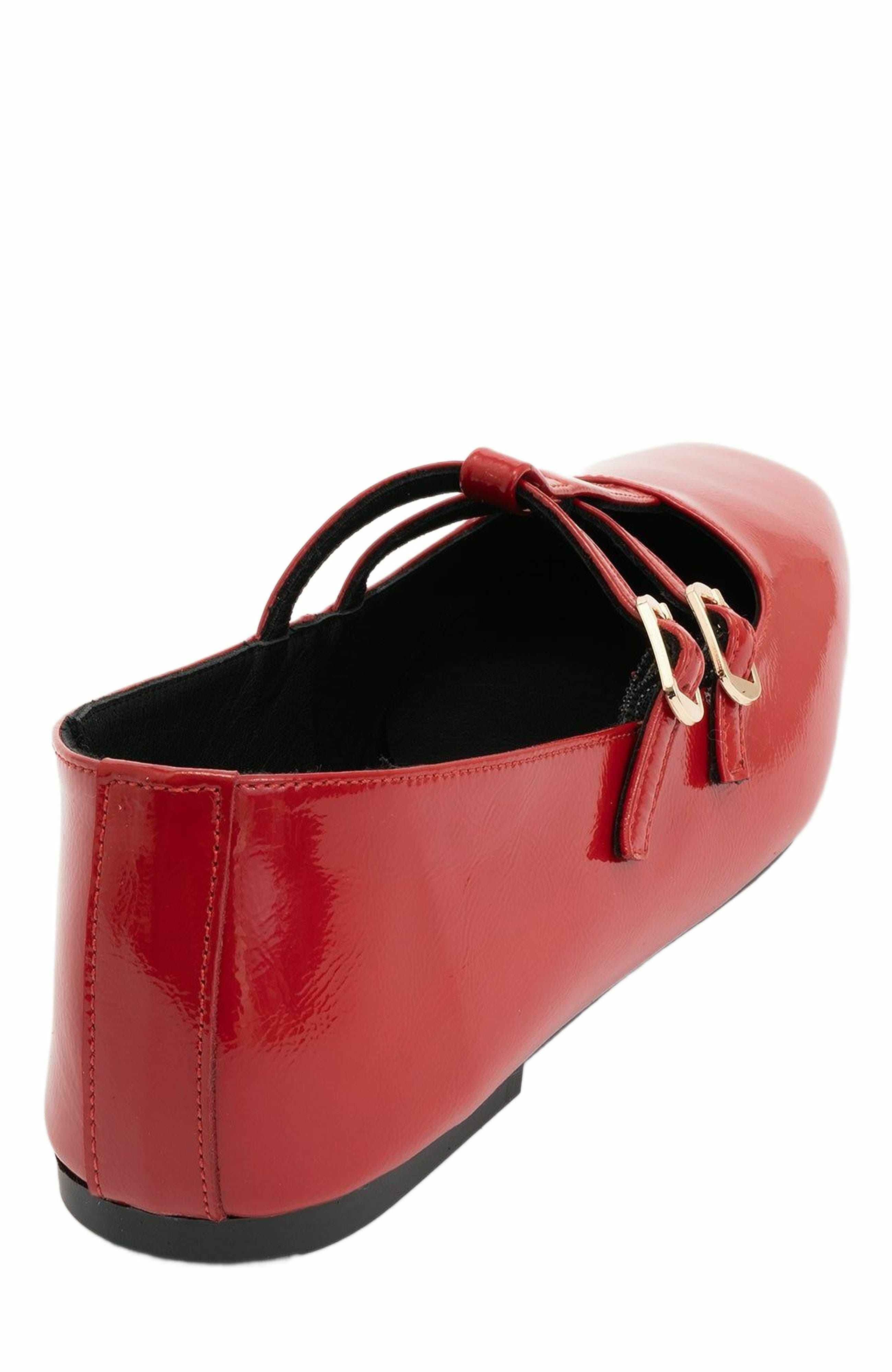 Forever & Always Shoes Starling Leather Mary Jane Flats, Alternate, color, Red Patent Leather