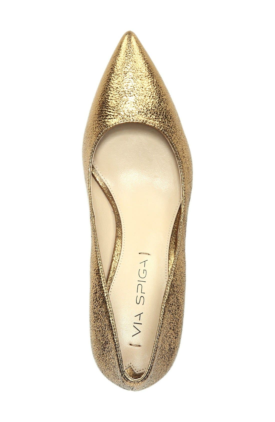 'Carola' Pointy Toe Pump, Alternate, color, GOLD LEATHER