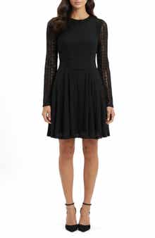 Long Sleeve Lace Fit & Flare Dress