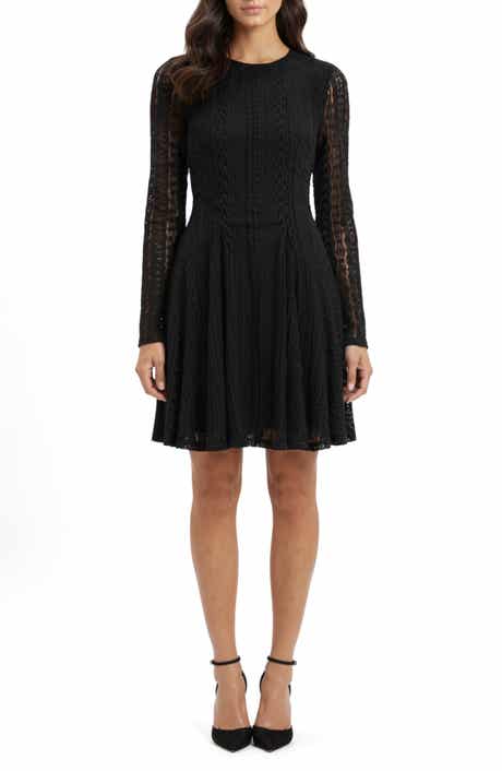 Long Sleeve Lace Fit & Flare Dress