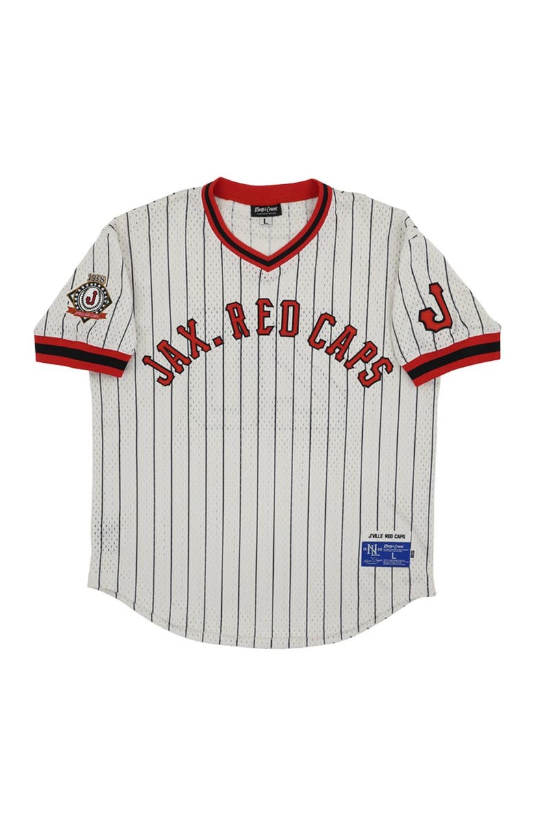 RINGS & CRWNS Men's Rings & Crwns #20 Cream Jacksonville Red Caps Mesh Replica V-Neck Jersey, Alternate, color,