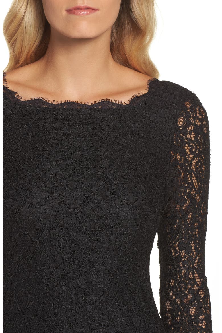 Lace Overlay Sheath Dress, Alternate, color, BLACK