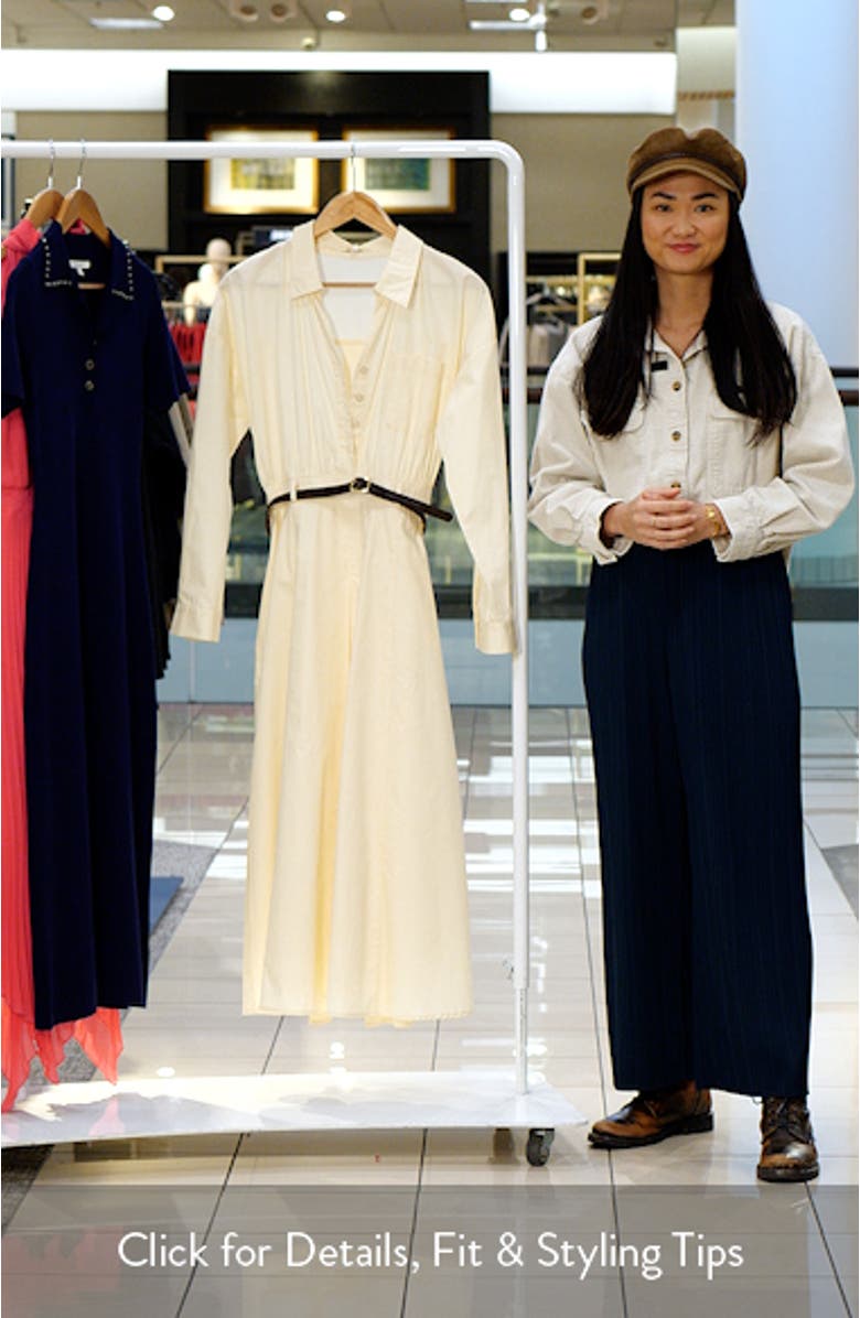 Long Sleeve Belted Midi Shirtdress, sales video thumbnail