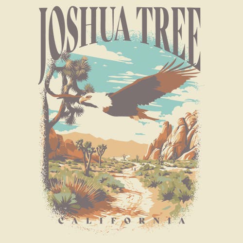 Lost Gods Retro Joshua Tree Eagle Scene Graphic T-shirt In Ivory